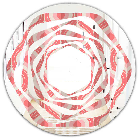 Designart 24-in x 24-in Retro Drop Design I Modern Round Wall Mirror in Pink