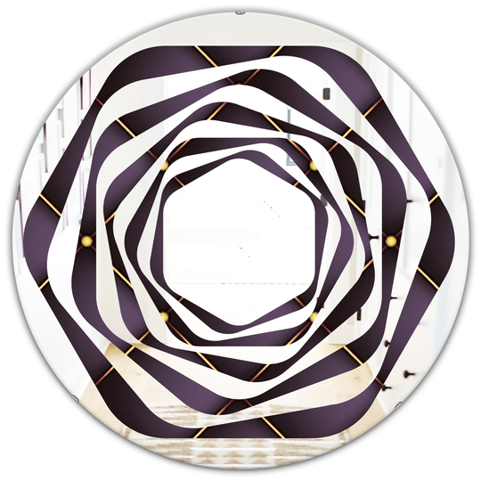 Designart 24-in x 24-in Quilted Pattern Modern Round Wall Mirror - Purple