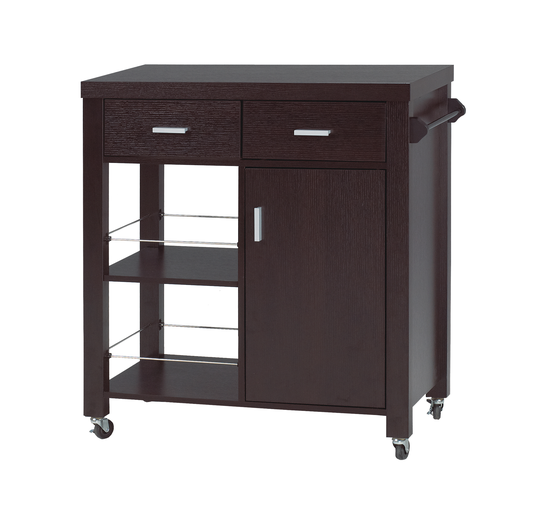 Brassex Kitchen Cart with Storage in Dark Cherry Finish - 35-in x 31-in x 15-in