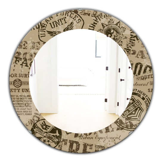 Designart Canada 24-in L x 24-in W Round Military Badges Vintage Polished Wall Mirror
