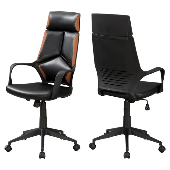 Monarch Specialties Monarch Faux Leather Office Chair - Black/Brown