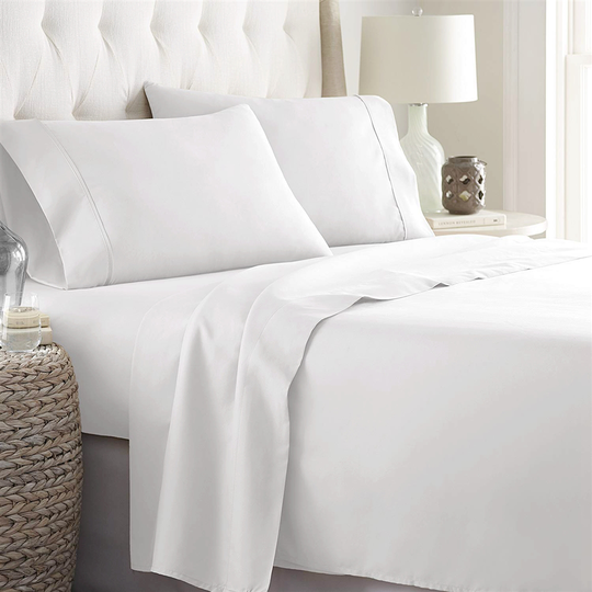 Marina Decoration King Cotton Blend 4-Piece Bed Sheets - White