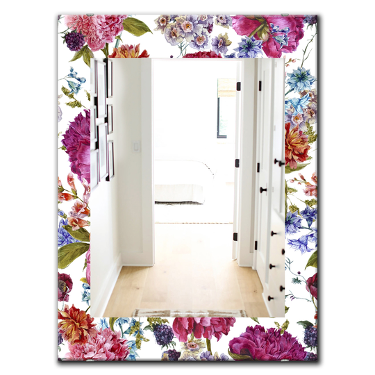 Designart Canada Rectangle 23.6-in W x 35.4-in L Pink Blossom Flowers Polished Wall Mirror