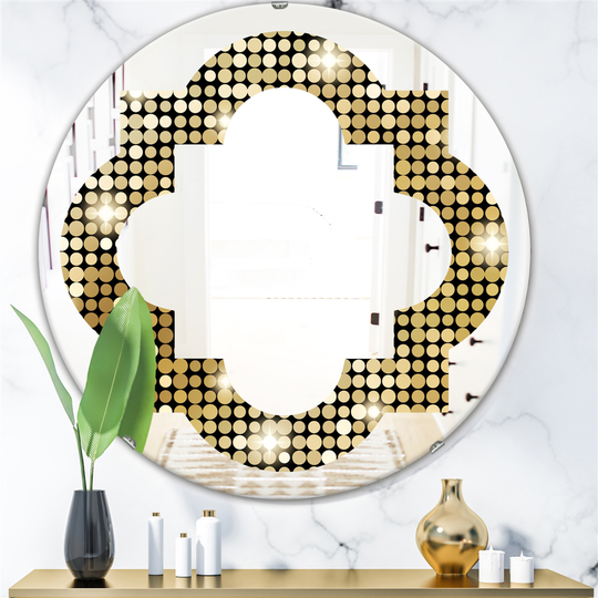 Designart 24-in x 24-in Abstract Gold/Mosaic Modern Round Wall Mirror
