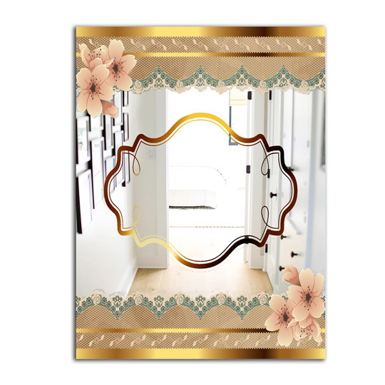 Designart Capital Gold Lively 5 Rectangular 35.4-in L x 23.6-in W Polished Country Wall Mounted Mirror