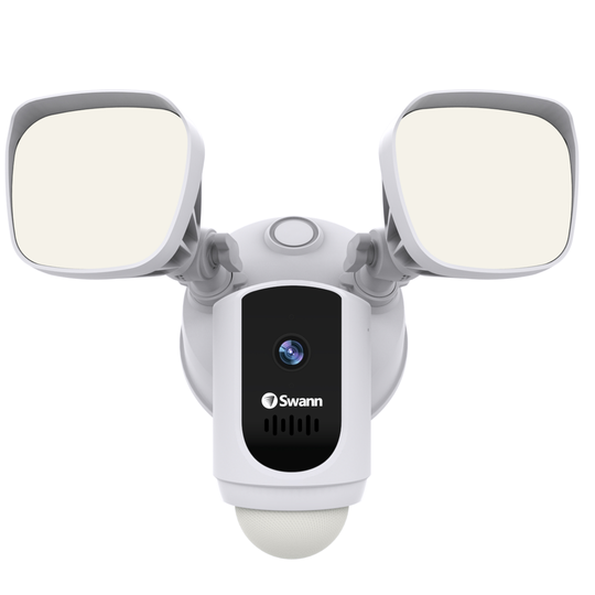 Swann 1080p 120-Degree 2400 lm White Hardwired LED Motion-Activated Flood Lights Security Camera