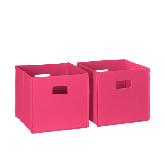 RiverRidge Home Folding Storage Bins - Fabric - 10.5-in x 10-in x 10.5-in - Hot Pink - 2-Pack