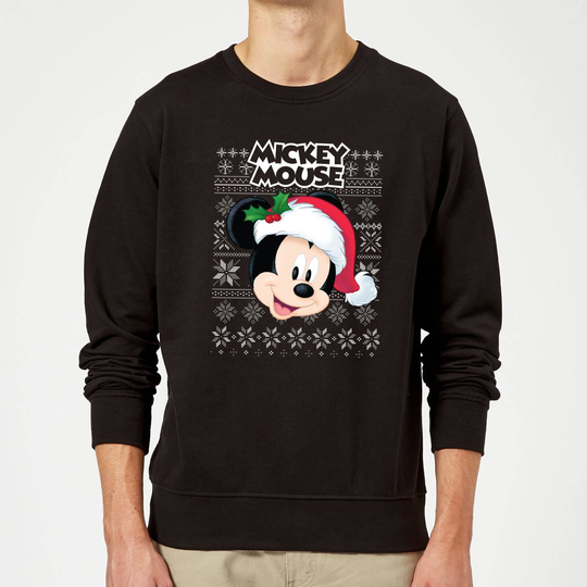 Disney Classic Mickey Mouse Christmas Jumper - Black - S - Black