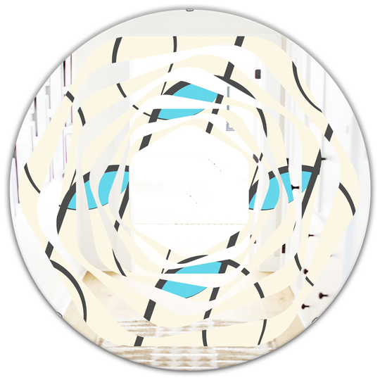 Designart 24-in Round Grey Retro Geometrical Abstract Minimal Pattern I Polished Wall Mirror