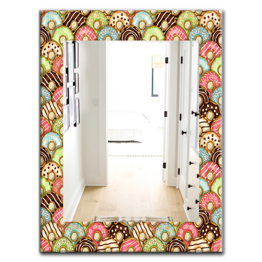 Designart 35.4-in x 23.6-in Blue Donuts Pattern Modern Mirror