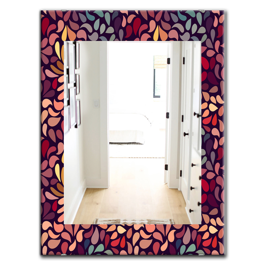 Designart 35.4-in x 23.6-in Red Abstract Floral Pattern Bohemian and Eclectic Mirror