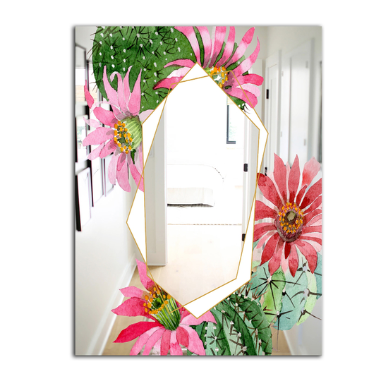 Designart Garland Sweet 17 Rectangular 35.4-in L x 23.6-in W Polished Country Red Wall Mounted Mirror