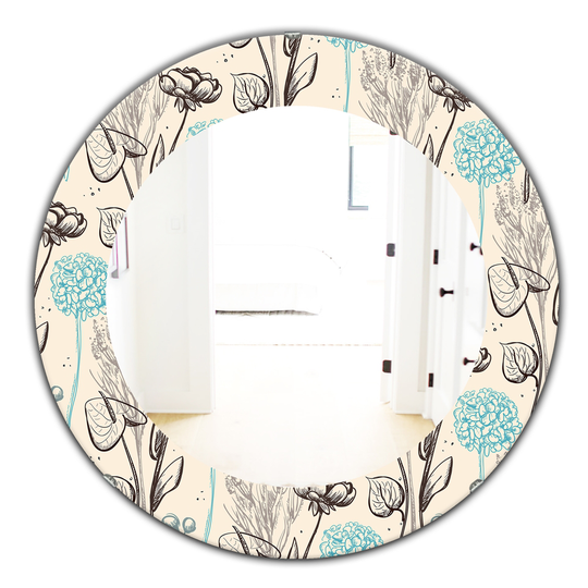 Designart 24-in x 24-in Ivory/Cream Vintage Flower Pattern Bohemian and Eclectic Mirror