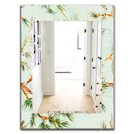 Designart Canada 35.4-in L x 23.6-in W Rectangle Tropical Mood Foliage Traditional Polished Wall Mirror