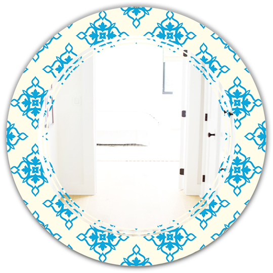 Designart Round 24-in Blue Retro Ornamental Pattern I Polished Wall Mirror