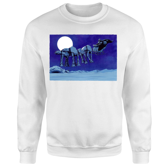 Star Wars Darth Vader AT-AT Christmas Sleigh White Christmas Jumper - S