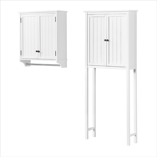 Alaterre Dover 27-in W x 65-in H x 8-in D White Pine Over the Toilet Hutch and Wall Cabinet with Towel Rod