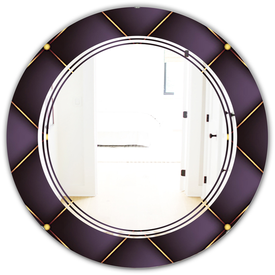 Designart 24-in x 24-in Quilted Pattern Modern Round Mirror - Purple