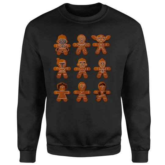 Star Wars Gingerbread Characters Black Christmas Jumper - S