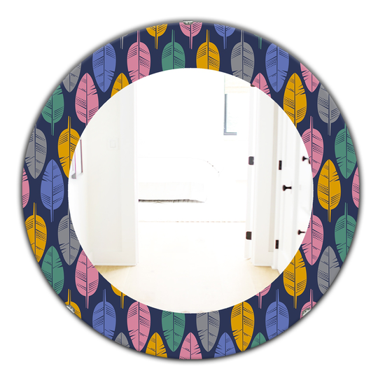Designart 24-in x 24-in Blue Pattern of Multicoloured Feathers Bohemian and Eclectic Mirror