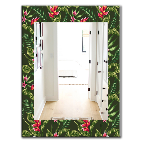 Designart 35.4-in x 23.6-in Green Obsidian Bloom Bohemian and Eclectic Mirror