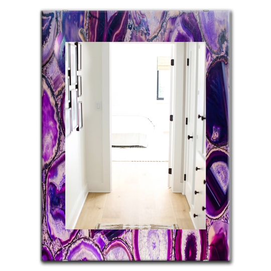 Designart Canada 35.4-in L x 23.6-in W Rectangle Purple Marbled Geode Polished Wall Mirror