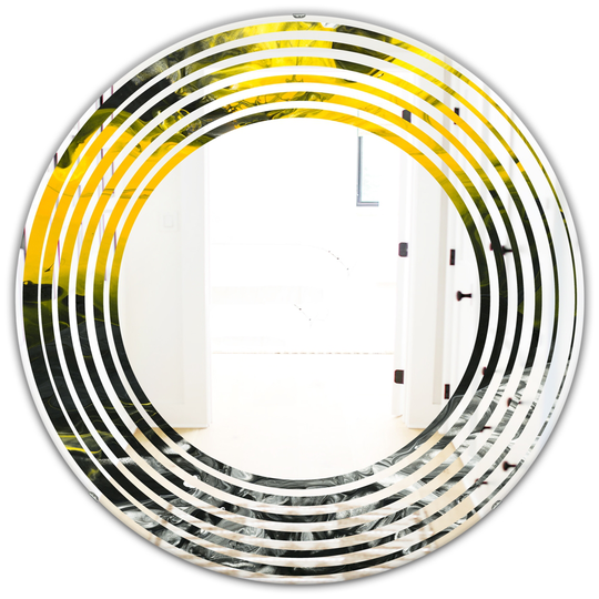Designart Canada 24-in L x 24-in W Round Marble Yellow and Black Polished Wall Mirror