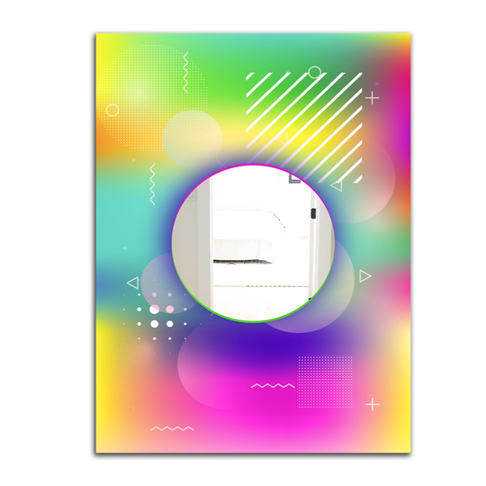 Designart Spacy Dimensions 1 Rectangular 35.4-in L x 23.6-in W Polished Mid-Century Purple Wall Mounted Mirror