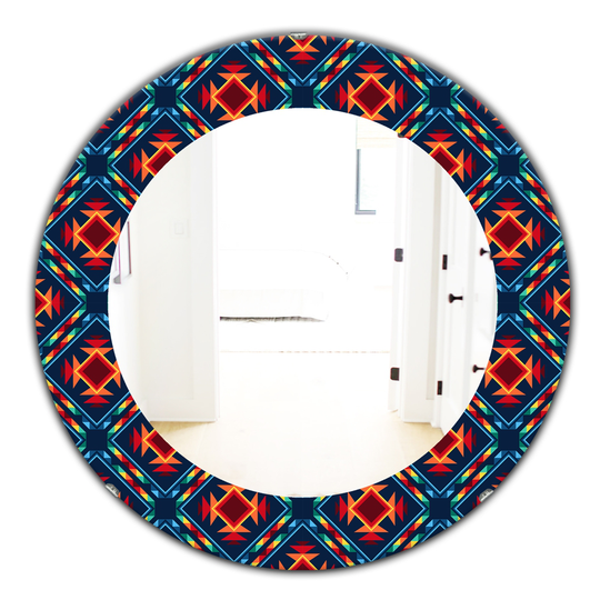 Designart 24-in x 24-in Blue Tribal Abstract Pattern Mirror