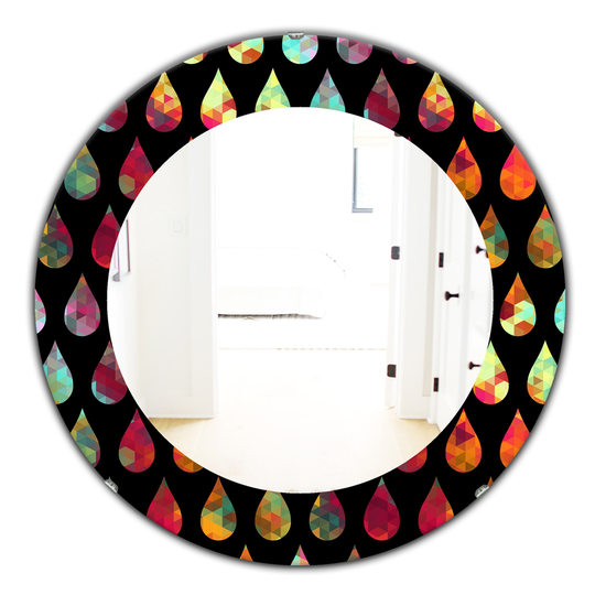 Designart Canada 24-in L x 24-in W Round Obsidian Impressions Modern Polished Wall Mirror