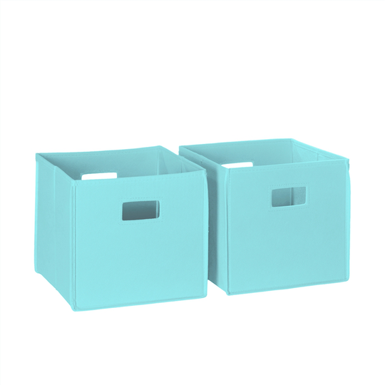 RiverRidge Home Folding Storage Bins - Fabric - 10.5-in x 10-in x 10.5-in - Aqua - 2-Pack