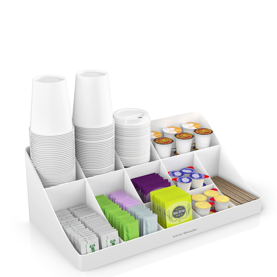 Mind Reader White 11-Compartment Coffee Organizer
