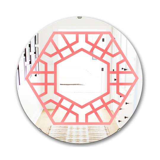 Designart Hexed Round 24-in L x 24-in W Polished Modern Pink Wall Mounted Mirror