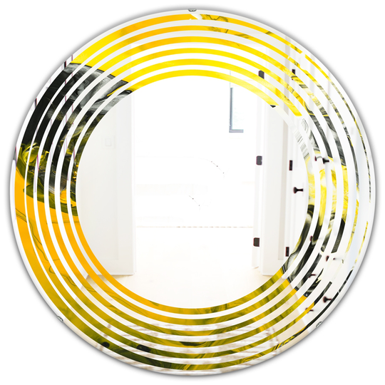 Designart Canada Round 24-in W x 24-in L Yellow Marble Modern Polished Wall Mirror