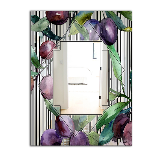 Designart Garland Sweet 21 Rectangular 35.4-in L x 23.6-in W Polished Country Purple Wall Mounted Mirror