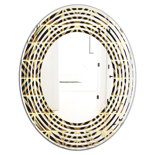 Designart 31.5-in x 23.7-in Gold Luxury Metallic Geometrics XIV Modern Oval Wall Mirror
