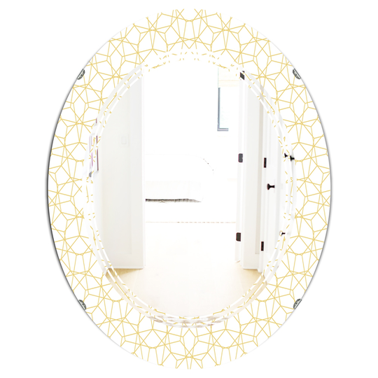 Designart 31.5-in x 23.7-in Gold Abstract Geometrical Modern Oval Wall Mirror