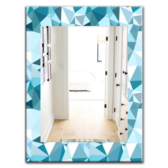 Designart Canada 35.4-in L x 23.6-in W Rectangle Blue Triangular Colourfields Polished Wall Mirror