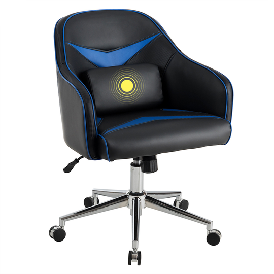 Costway Blue/Black Contemporary Ergonomic Adjustable Height Swivel Task Chair