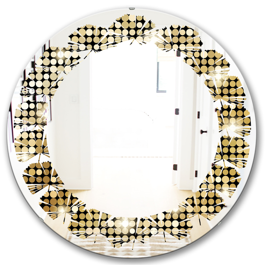Designart 24-in x 24-in Abstract Gold Mosaic/Modern and Round Wall Mirror