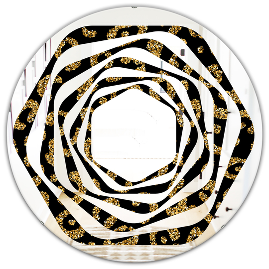 Designart 24-in x 24-in Leopard Fur Modern Round Wall Mirror in Gold