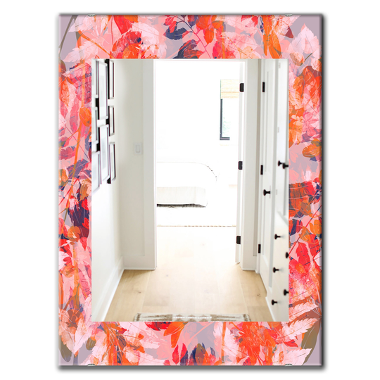 Designart Canada Rectangle 35.4-in L x 23.6-in W Pink Spheres Polished Wall Mirror