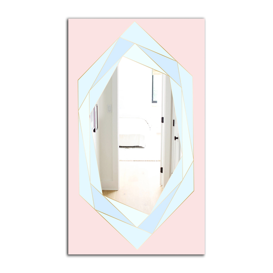 Designart Pastel Dreams 8 Rectangular 35.4-in L x 23.6-in W Polished Mid-Century Blue Wall Mounted Mirror