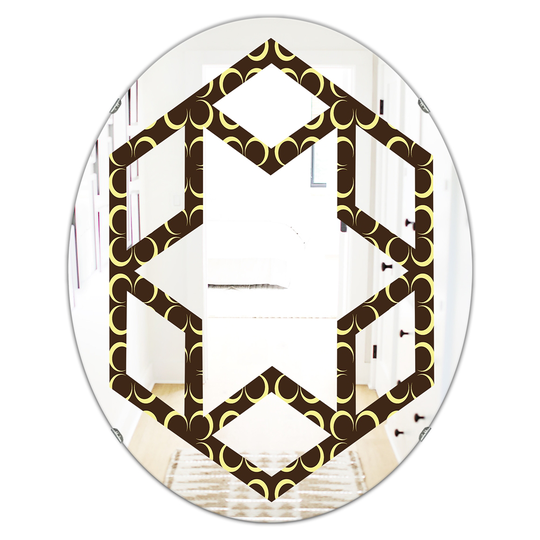 Designart Oval 31.5-in L x 23.7-in W Brown Floral Retro Pattern II Polished Wall Mirror
