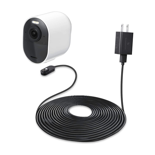 Wasserstein Black Power Adapter and 16-ft Cable for Arlo Pro 3/Pro 4/Ultra/Ultra 2 (1-Pack)