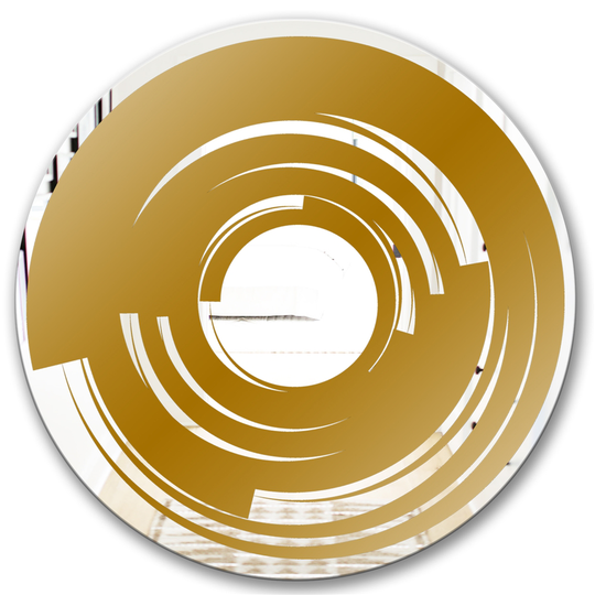 Designart Vortex Round 24-in L x 24-in W Polished Glam Gold Wall Mounted Mirror