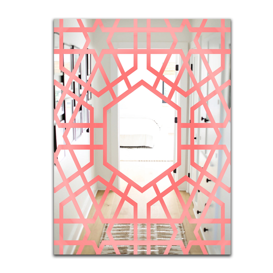 Designart Hexed Rectangular 35.4-in L x 23.6-in W Polished Modern Pink Wall Mounted Mirror