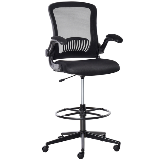 Vinsetto Black Contemporary Ergonomic Adjustable Height Swivel Mesh Back Drafting Chair