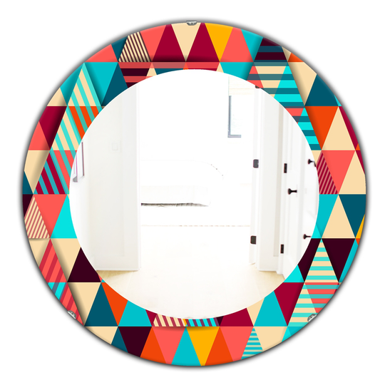 Designart Canada 24-in L x 24-in W Round Multicolour Triangles Polished Wall Mirror