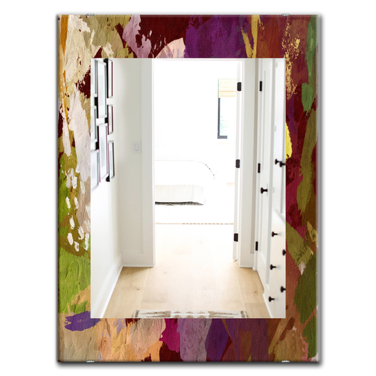 Designart Canada 35.4-in L x 23.6-in W Rectangle Purple Psychedelic Matte Polished Wall Mirror